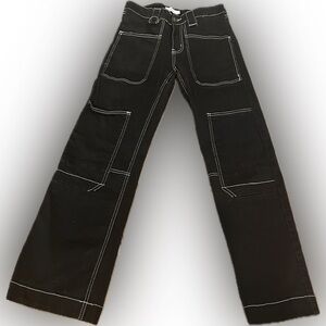 Juniors black Rue 21 jeans with white stitching size small pants